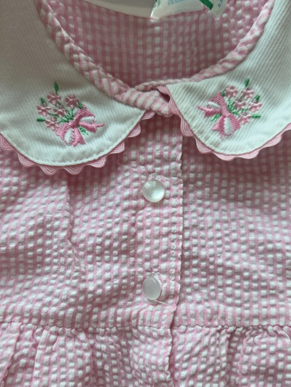 Vintage Carter's Pink Seersucker Bubble Romper Size 18 Mos